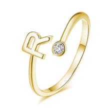 Lade das Bild in den Galerie-Viewer, Buchstaben Ring Vergoldet/Zirkonia