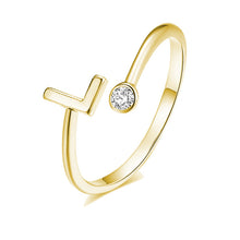 Lade das Bild in den Galerie-Viewer, Buchstaben Ring Vergoldet/Zirkonia